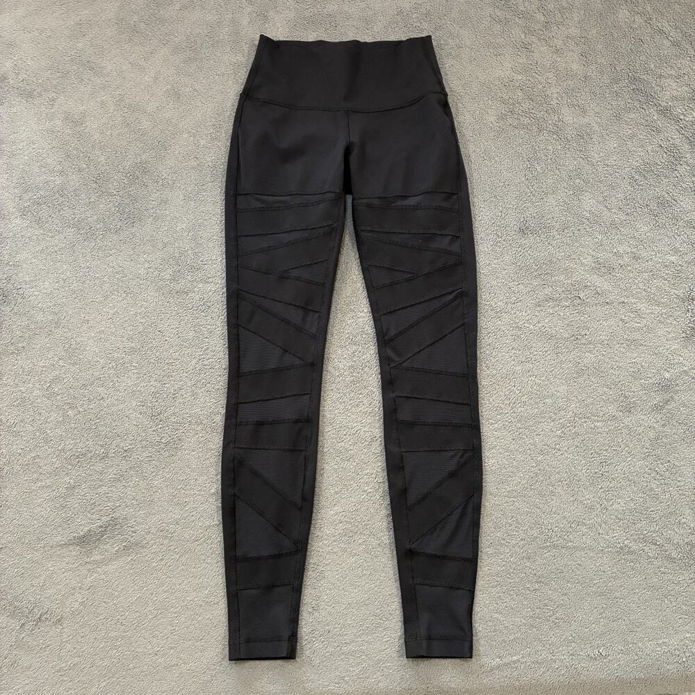 Lululemon High Times Tech Mesh Leggings Black High Rise Yoga Pants Women's Sz 6